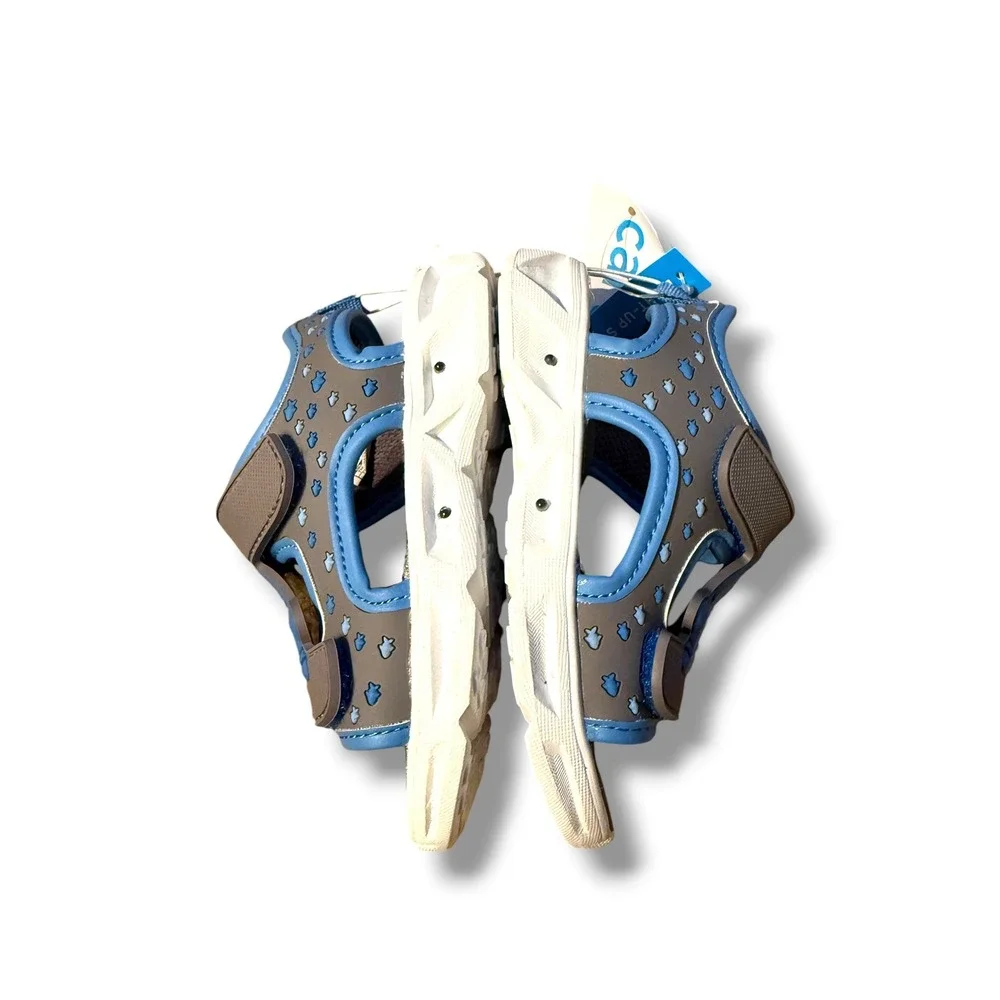 Carter's Toddler Shark Sandals Size‎ 7M Blue Grey Light-Up Summer Shoes NEW